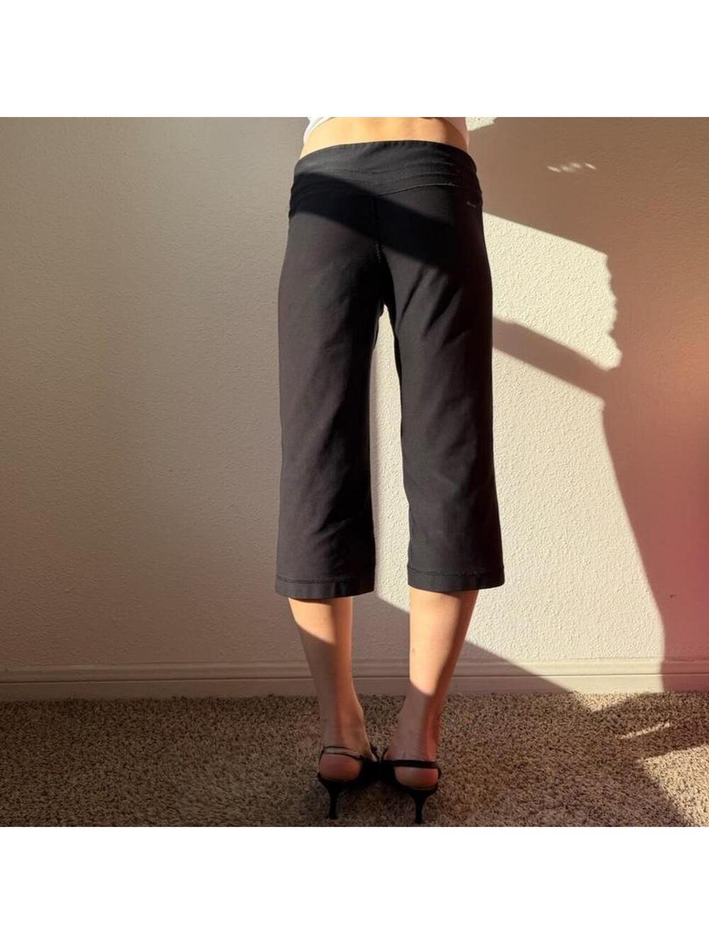 Vintage y2k Nike low rise wide leg flare black cropped athletic wear apris - Picture 2 of 8
